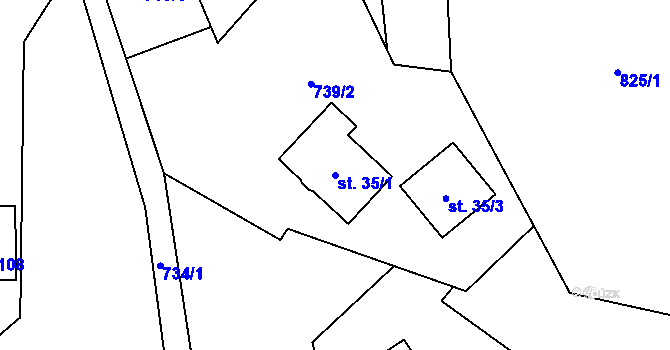 Parcela st. 35/1 v KÚ Krásná pod Lysou Horou, Katastrální mapa