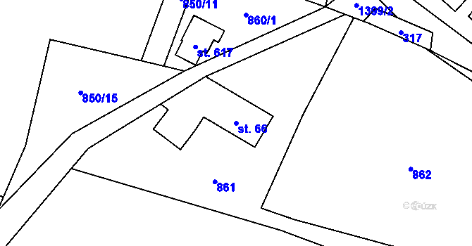 Parcela st. 66 v KÚ Krásná pod Lysou Horou, Katastrální mapa