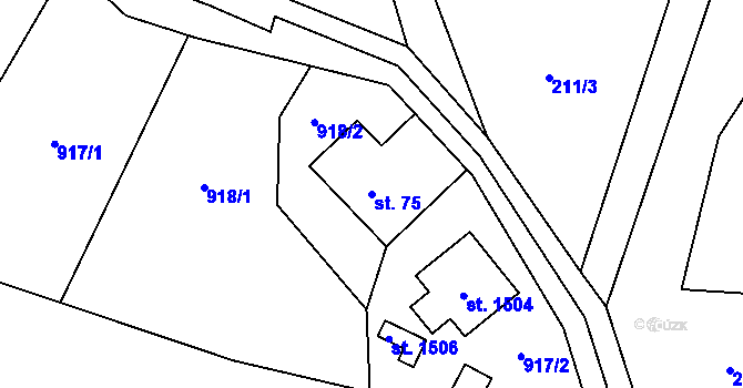 Parcela st. 75 v KÚ Krásná pod Lysou Horou, Katastrální mapa
