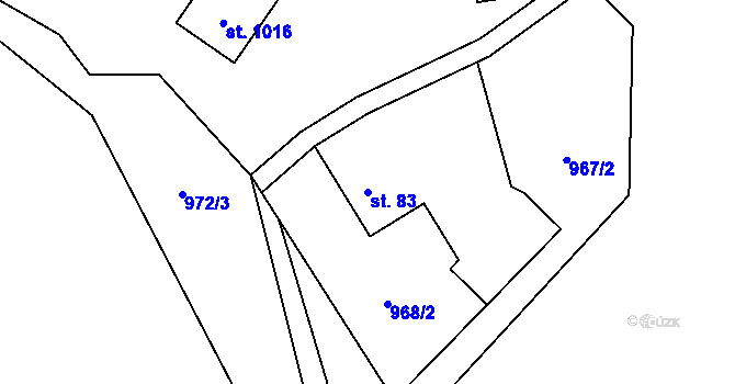 Parcela st. 83 v KÚ Krásná pod Lysou Horou, Katastrální mapa