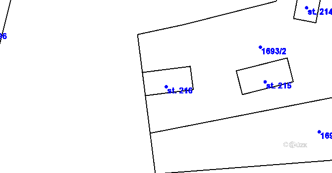 Parcela st. 216 v KÚ Krásná pod Lysou Horou, Katastrální mapa