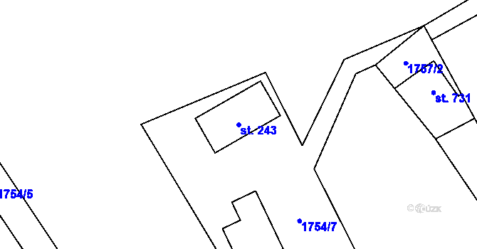 Parcela st. 243 v KÚ Krásná pod Lysou Horou, Katastrální mapa