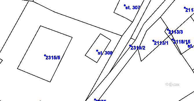 Parcela st. 308 v KÚ Krásná pod Lysou Horou, Katastrální mapa