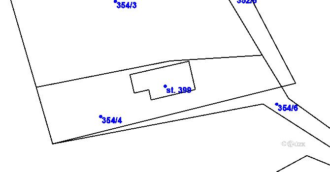 Parcela st. 399 v KÚ Krásná pod Lysou Horou, Katastrální mapa