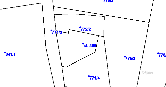 Parcela st. 406 v KÚ Krásná pod Lysou Horou, Katastrální mapa
