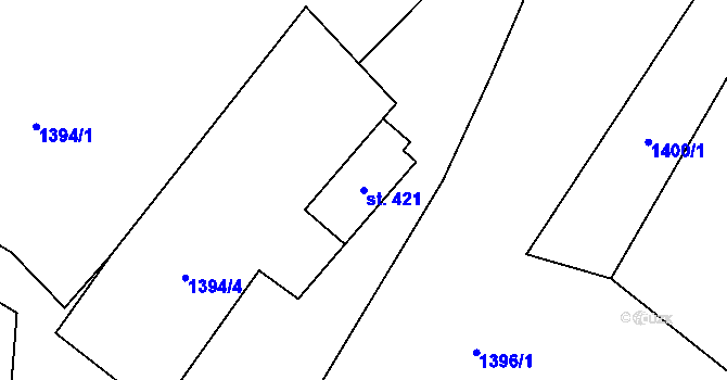 Parcela st. 421 v KÚ Krásná pod Lysou Horou, Katastrální mapa