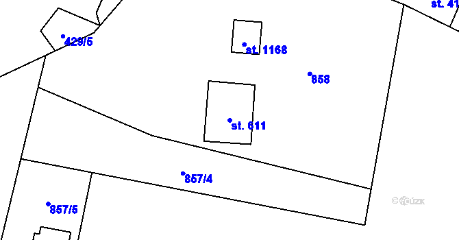 Parcela st. 611 v KÚ Krásná pod Lysou Horou, Katastrální mapa