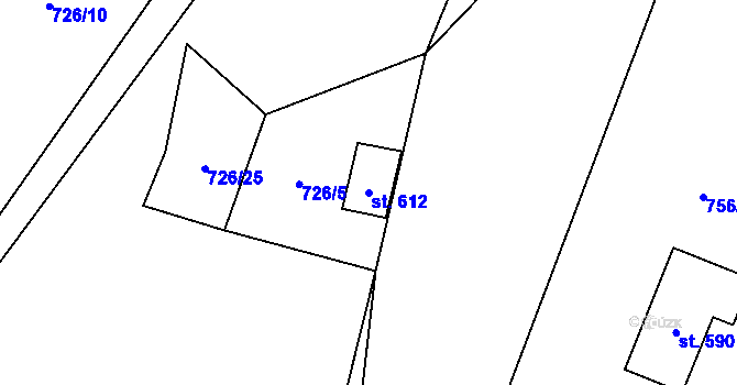 Parcela st. 612 v KÚ Krásná pod Lysou Horou, Katastrální mapa