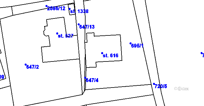 Parcela st. 616 v KÚ Krásná pod Lysou Horou, Katastrální mapa