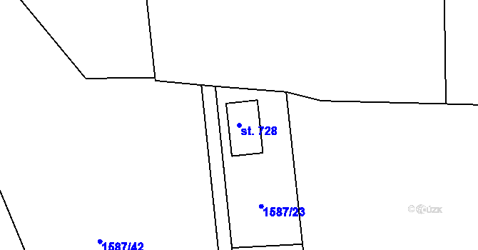 Parcela st. 728 v KÚ Krásná pod Lysou Horou, Katastrální mapa