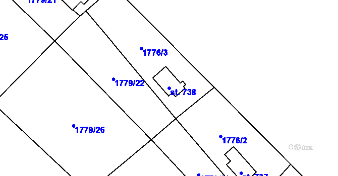 Parcela st. 738 v KÚ Krásná pod Lysou Horou, Katastrální mapa