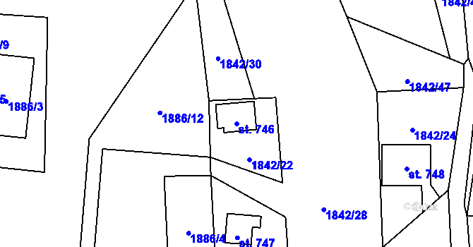 Parcela st. 746 v KÚ Krásná pod Lysou Horou, Katastrální mapa