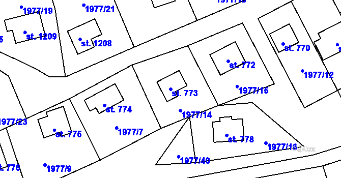 Parcela st. 773 v KÚ Krásná pod Lysou Horou, Katastrální mapa