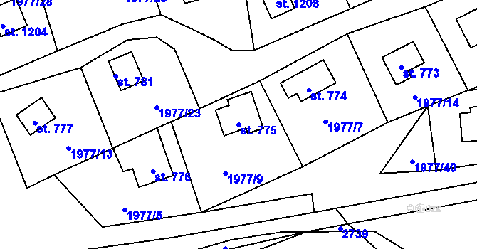 Parcela st. 775 v KÚ Krásná pod Lysou Horou, Katastrální mapa