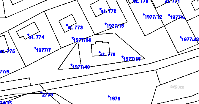Parcela st. 778 v KÚ Krásná pod Lysou Horou, Katastrální mapa