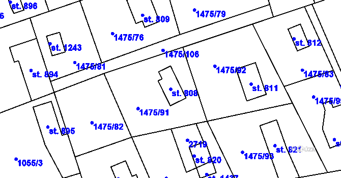 Parcela st. 808 v KÚ Krásná pod Lysou Horou, Katastrální mapa