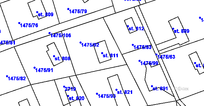 Parcela st. 811 v KÚ Krásná pod Lysou Horou, Katastrální mapa