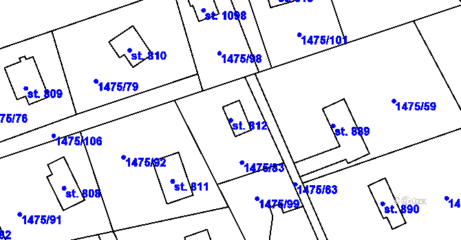 Parcela st. 812 v KÚ Krásná pod Lysou Horou, Katastrální mapa