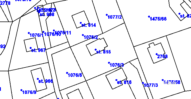 Parcela st. 815 v KÚ Krásná pod Lysou Horou, Katastrální mapa