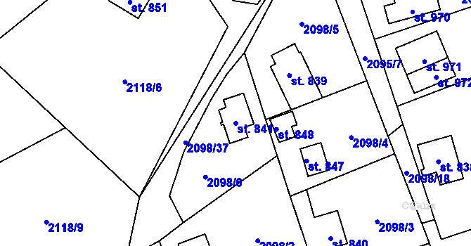 Parcela st. 841 v KÚ Krásná pod Lysou Horou, Katastrální mapa