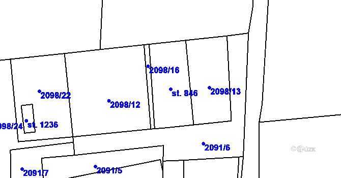 Parcela st. 846 v KÚ Krásná pod Lysou Horou, Katastrální mapa