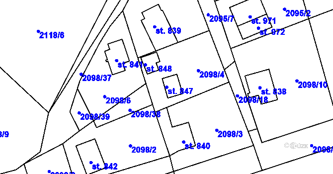 Parcela st. 847 v KÚ Krásná pod Lysou Horou, Katastrální mapa