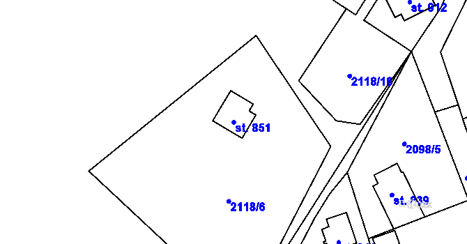 Parcela st. 851 v KÚ Krásná pod Lysou Horou, Katastrální mapa