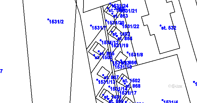 Parcela st. 865 v KÚ Krásná pod Lysou Horou, Katastrální mapa