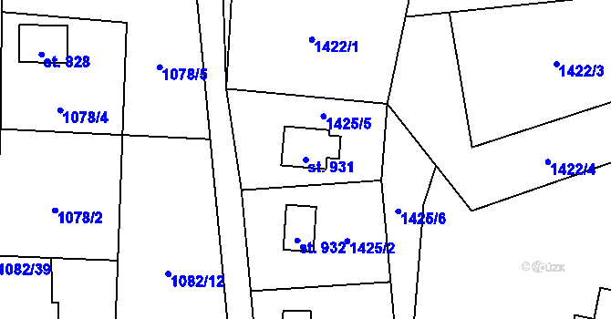 Parcela st. 931 v KÚ Krásná pod Lysou Horou, Katastrální mapa
