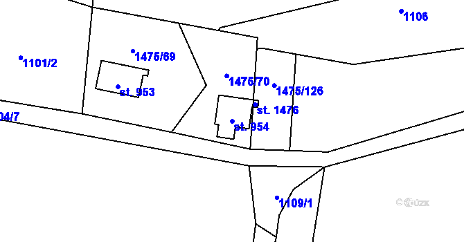 Parcela st. 954 v KÚ Krásná pod Lysou Horou, Katastrální mapa