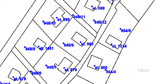 Parcela st. 980 v KÚ Krásná pod Lysou Horou, Katastrální mapa