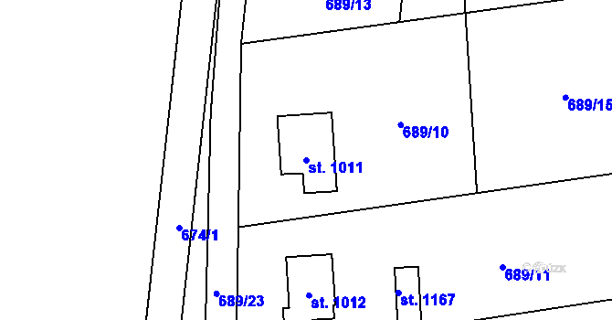 Parcela st. 1011 v KÚ Krásná pod Lysou Horou, Katastrální mapa