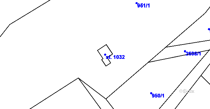 Parcela st. 1032 v KÚ Krásná pod Lysou Horou, Katastrální mapa