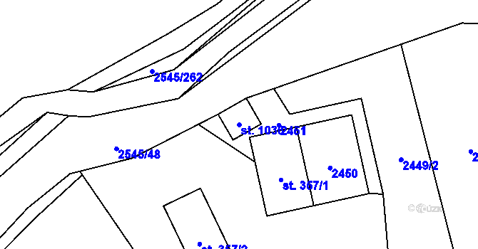 Parcela st. 1036 v KÚ Krásná pod Lysou Horou, Katastrální mapa