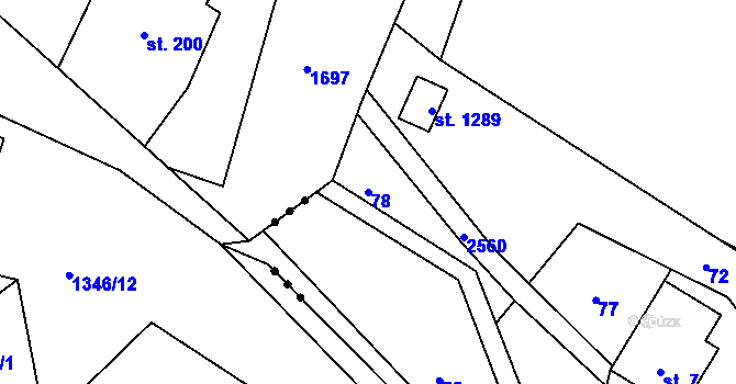 Parcela st. 78 v KÚ Krásná pod Lysou Horou, Katastrální mapa