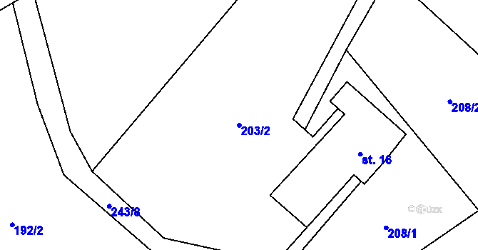 Parcela st. 203/2 v KÚ Krásná pod Lysou Horou, Katastrální mapa