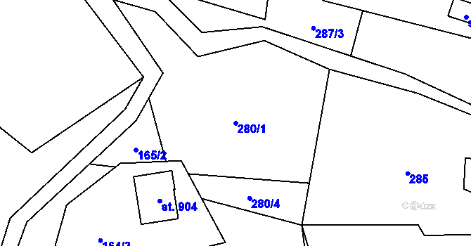 Parcela st. 280/1 v KÚ Krásná pod Lysou Horou, Katastrální mapa