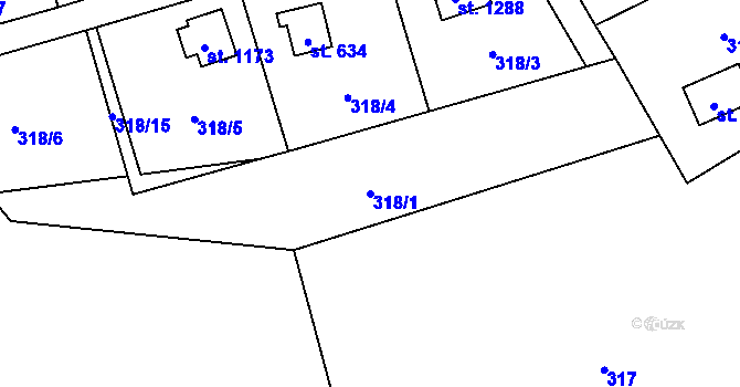 Parcela st. 318/1 v KÚ Krásná pod Lysou Horou, Katastrální mapa