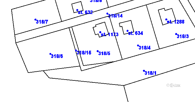 Parcela st. 318/5 v KÚ Krásná pod Lysou Horou, Katastrální mapa