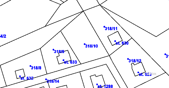 Parcela st. 318/10 v KÚ Krásná pod Lysou Horou, Katastrální mapa