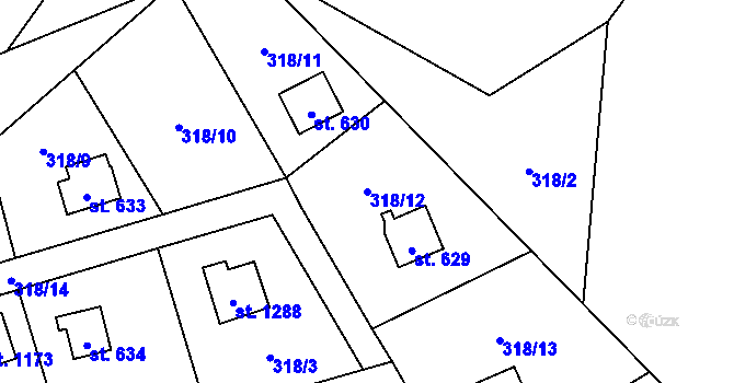 Parcela st. 318/12 v KÚ Krásná pod Lysou Horou, Katastrální mapa