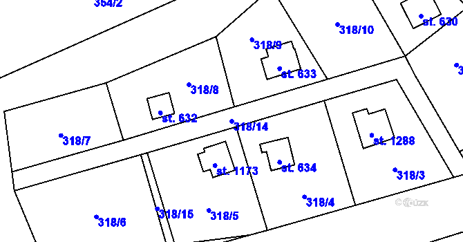 Parcela st. 318/14 v KÚ Krásná pod Lysou Horou, Katastrální mapa