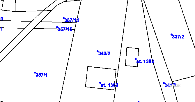 Parcela st. 340/2 v KÚ Krásná pod Lysou Horou, Katastrální mapa