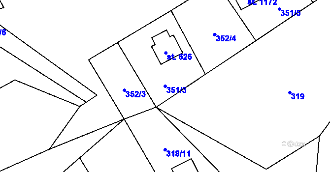 Parcela st. 351/3 v KÚ Krásná pod Lysou Horou, Katastrální mapa
