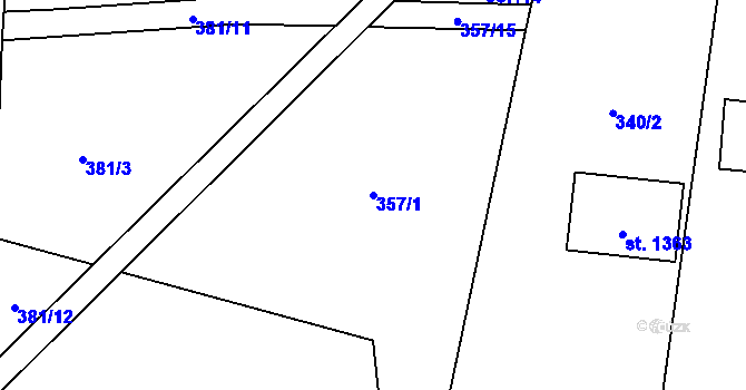Parcela st. 357/1 v KÚ Krásná pod Lysou Horou, Katastrální mapa