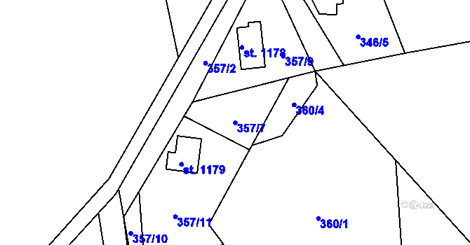 Parcela st. 357/7 v KÚ Krásná pod Lysou Horou, Katastrální mapa