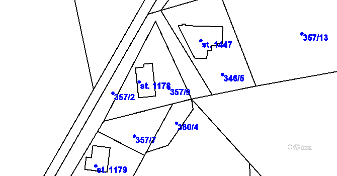 Parcela st. 357/9 v KÚ Krásná pod Lysou Horou, Katastrální mapa