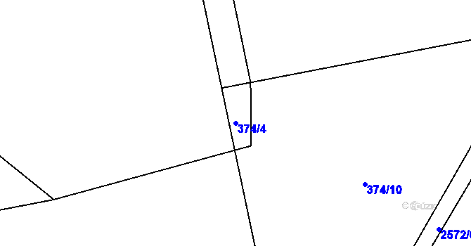 Parcela st. 374/4 v KÚ Krásná pod Lysou Horou, Katastrální mapa