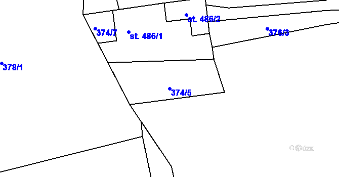 Parcela st. 374/5 v KÚ Krásná pod Lysou Horou, Katastrální mapa