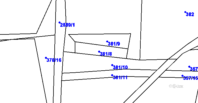 Parcela st. 381/8 v KÚ Krásná pod Lysou Horou, Katastrální mapa